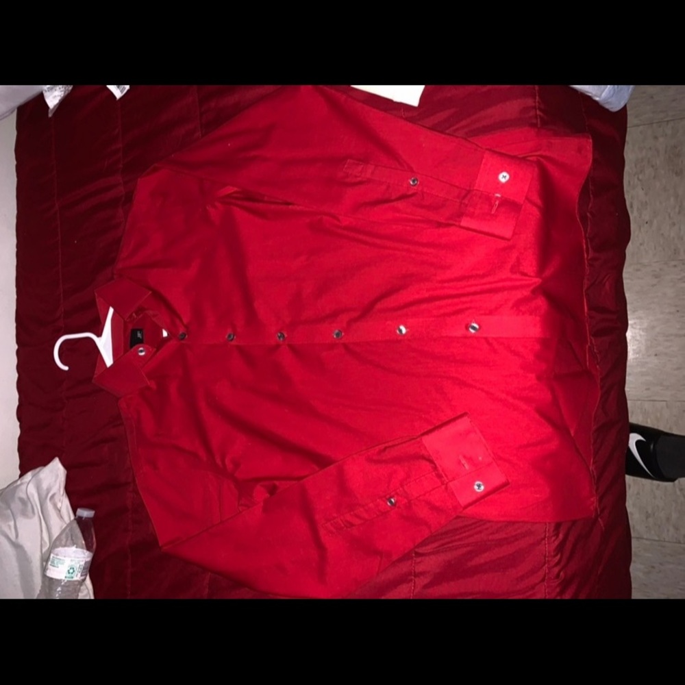 Red J. Ferrar Long Sleeve Button Up Dress Shirt